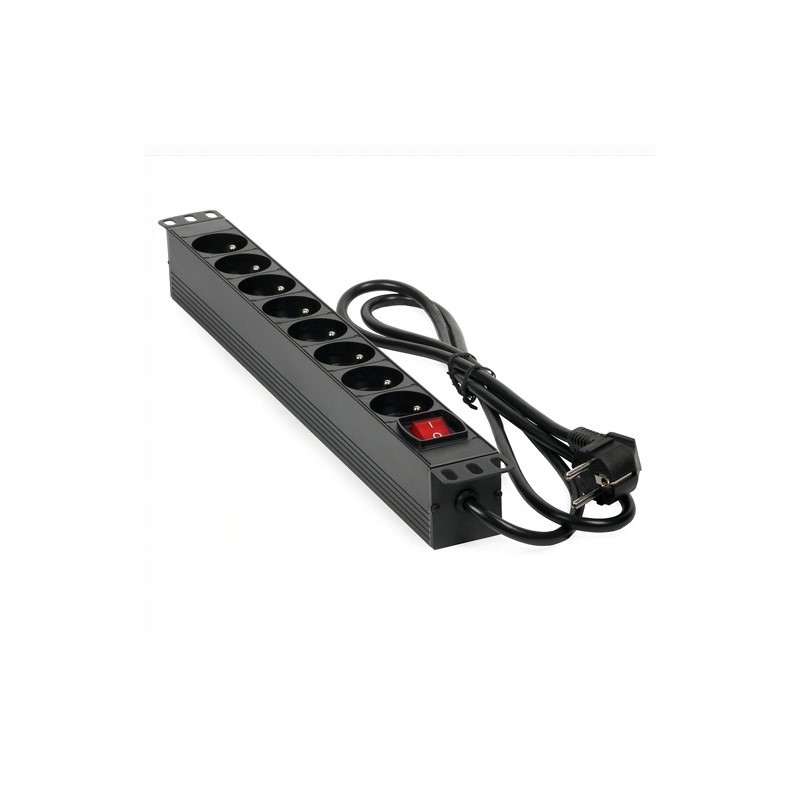 19" aluminium distribution panel 8x230V