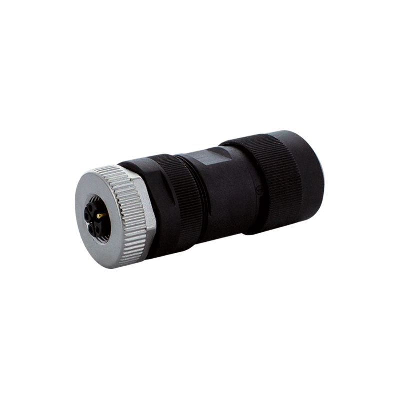 M12 Power female 0° L-cod. screw terminal
