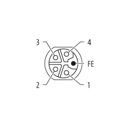 M12 Power female 0° L-cod. screw terminal